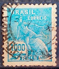 Selo Regular Cod RHM 333 Vovo Mercurio e Globo 1000 Reis Filigrana P 1940 Circulado 1