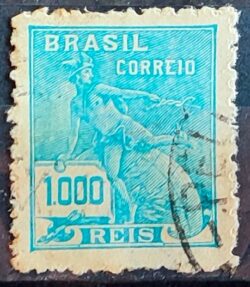 Selo Regular Cod RHM 333 Vovo Mercurio e Globo 1000 Reis Filigrana P 1940 Circulado 4