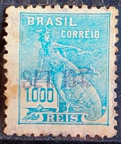 Selo Regular Cod RHM 333 Vovo Mercurio e Globo 1000 Reis Filigrana P 1940 Circulado 6