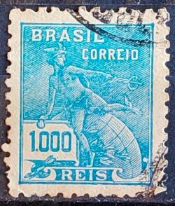 Selo Regular Cod RHM 333 Vovo Mercurio e Globo 1000 Reis Filigrana P 1940 Circulado 7