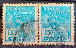 Selo Regular Cod RHM 333 Vovo Mercurio e Globo 1000 Reis Filigrana P 1940 Dupla Circulado 1