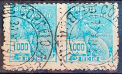 Selo Regular Cod RHM 333 Vovo Mercurio e Globo 1000 Reis Filigrana P 1940 Dupla Circulado 7