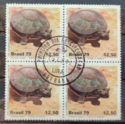C 1093 Selo Parque Nacional da Amazonia Fauna Tartaruga 1979 Quadra CPD MG Uberaba