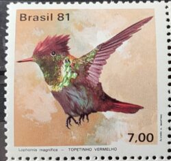 C 1197 Selo Fauna Ave Passaro Beija Flor Topetinho Vermelho 1981