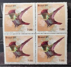 C 1197 Selo Fauna Ave Passaro Beija Flor Topetinho Vermelho 1981 Quadra