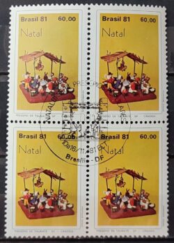C 1230 Selo Natal Religiao Presepios Populares Taubate 1981 Quadra CBC Brasilia