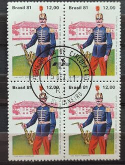 C 1240 Selo 150 Anos da Policia Militar Musica Saxofone 1981 Quadra CPD RJ
