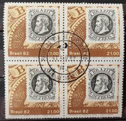 C 1270 Selo Centenario Emissao Dom Pedro Dia do Selo Filatelia Servico Postal 1982 Quadra CPD RJ