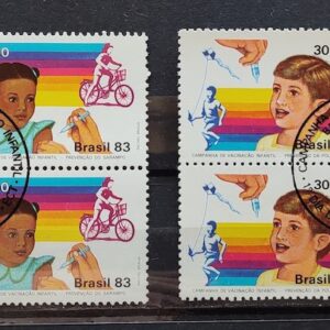 C 1332 Selo Vacinacao Infantil Saude Bicicleta 1983 Quadra CBC Brasilia Serie Completa 02