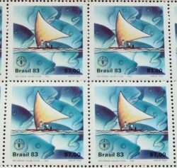 C 1356 Selo 20 Aniversario Programa Alimentar Saude Jangada Peixe 1983 Quadra