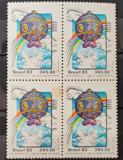 C 1370 Selo Bicentenario Balao Montgolfier Aviacao 1983 Quadra CLM