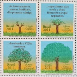 C 3125 Selo Arvores Brasileras Tesouros Nacionais 2011 Setenant