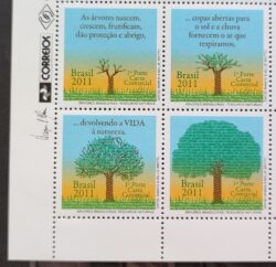 C 3125 Selo Arvores Brasileras Tesouros Nacionais 2011 Setenant Vinheta Correios