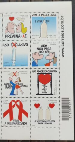 C 3158 Selo Campanha de Prevencao da AIDS Saude 2011 Codigo de Barras