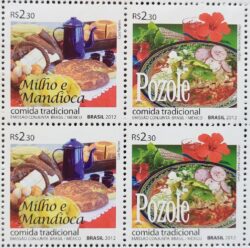 C 3215 Selo Relacoes Diplomaticas Mexico Milho e Mandioca 2012 Quadra