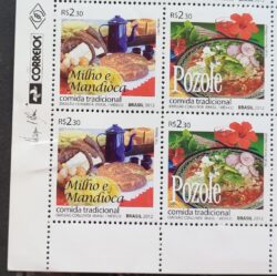 C 3215 Selo Relacoes Diplomaticas Mexico Milho e Mandioca 2012 Quadra Vinheta Correios