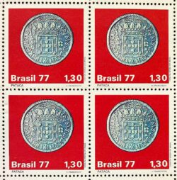 C 1003 Selo Moedas do Brasil Colonial Pataca 1977 Quadra