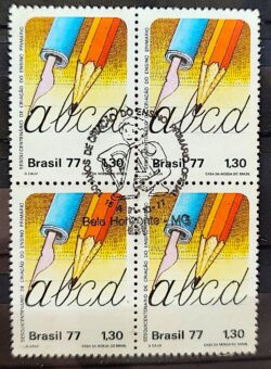 C 1007 Selo Sesquicentenario Ensino Primario Educacao 1977 Quadra CBC MG