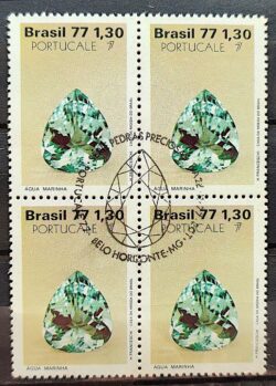 C 1018 Selo Pedras Preciosas Agua Marinha 1977 Quadra CBC MG
