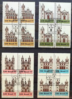 C 1024 Selo Arquitetura Religiosa Igreja Matriz Ouro Preto Religiao 1977 Quadra CBC MG Serie Completa