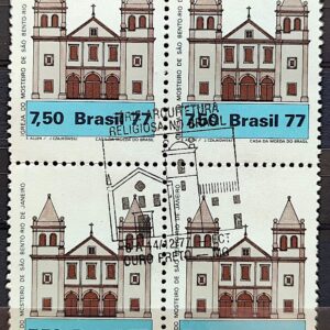 C 1025 Selo Arquitetura Religiosa Igreja Religiao Sao Bento 1977 Quadra CBC MG Serie Completa