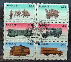 C 1060 Selo Transportes Postais Caminhao Cavalo Trem Servicos Postais 1978 CBC MG