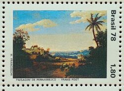 C 1068 Selo Paisagem Brasileira na Pintura Pernambuco Frans Post Arte 1978
