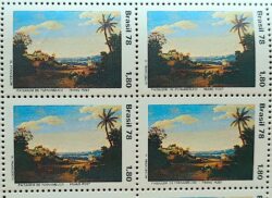 C 1068 Selo Paisagem Brasileira na Pintura Pernambuco Frans Post Arte 1978 Quadra