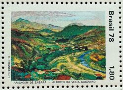 C 1070 Selo Paisagem Brasileira na Pintura Sabara Alberto Guignard Arte 1978
