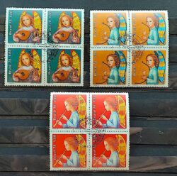 C 1071 Selo Natal Anjo Musica Instrumento Musical 1978 Serie Completa Quadra CBC RJ