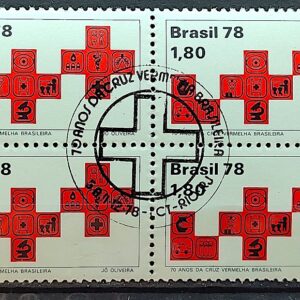 C 1075 Selo Cruz Vermelha Saude 1978 Quadra CBC RJ
