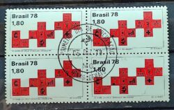 C 1075 Selo Cruz Vermelha Saude 1978 Quadra CPD MG