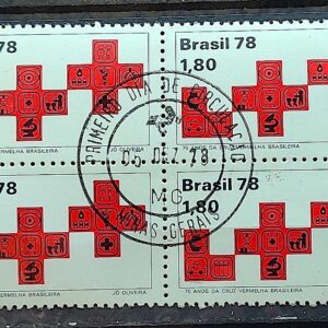 C 1075 Selo Cruz Vermelha Saude 1978 Quadra CPD MG