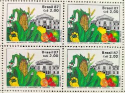 C 1553 Selo 100 Anos Instituto Agronomico de Campinas Educacao Milho 1987 Quadra