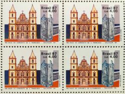 C 1563 Selo 400 Anos Convento de Sao Francisco Salvador Bahia Religiao Igreja 1987 Quadra