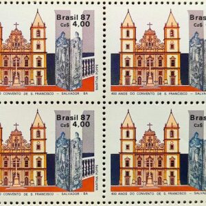 C 1563 Selo 400 Anos Convento de Sao Francisco Salvador Bahia Religiao Igreja 1987 Quadra