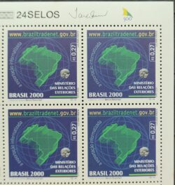 C 2275 Selo Ministerio das Relacoes Exteriores Mapa Braziltradenet 2000 Quadra Vinheta 500 Anos