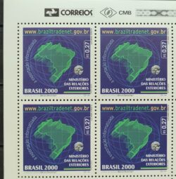 C 2275 Selo Ministerio das Relacoes Exteriores Mapa Braziltradenet 2000 Quadra Vinheta Correios