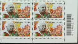 C 2477 Selo Jorge Amado Bahia Literatura Cacau Igreja 2002 Quadra Codigo de Barras