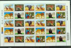 C 2712 Selo Zoologicos do Brasil Girafa Elefante Leao Macaco Arara Tigre Fauna Africa 2007 Folha