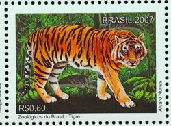 C 2713 Selo Zoologicos do Brasil Tigre 2007