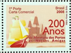 C 2723 Selo Abertura dos Portos as Nacoes Amigas Navio 2008