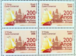 C 2723 Selo Abertura dos Portos as Nacoes Amigas Navio 2008 Quadra
