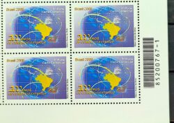 C 2724 Selo Abertura dos Portos as Nacoes Amigas Navio Mapa Comercio Exterior 2008 Quadra Codigo de Barras