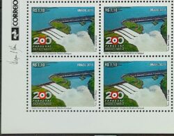 C 3088 Selo Relacoes Diplomaticas Brasil Paraguai Itaipu 2011 Quadra Vinheta Correios