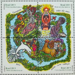 C 3102 Selo Lendas do Folclore Brasileiro Boto Indio Curupira Mula Sem Cabeca Brapex 2011