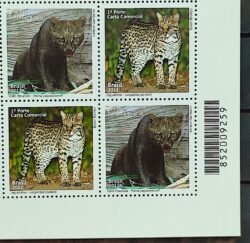 C 3217 Selo Fauna Gato Mourisco e Jaguatirica 2012 Quadra Codigo de Barras
