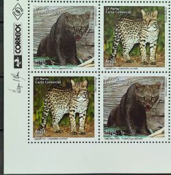 C 3217 Selo Fauna Gato Mourisco e Jaguatirica 2012 Quadra Vinheta Correios