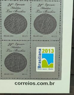 C 3220 Selo Exposicao Filatelica Luso Brasileira Portugal Lubrapex Olho de Boi 2012 Quadra Vinheta Site Brasiliana