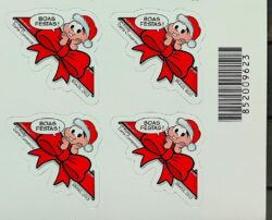 C 3312 Selo Turma da Monica Natal Laco 2013 Quadra Codigo de Barras